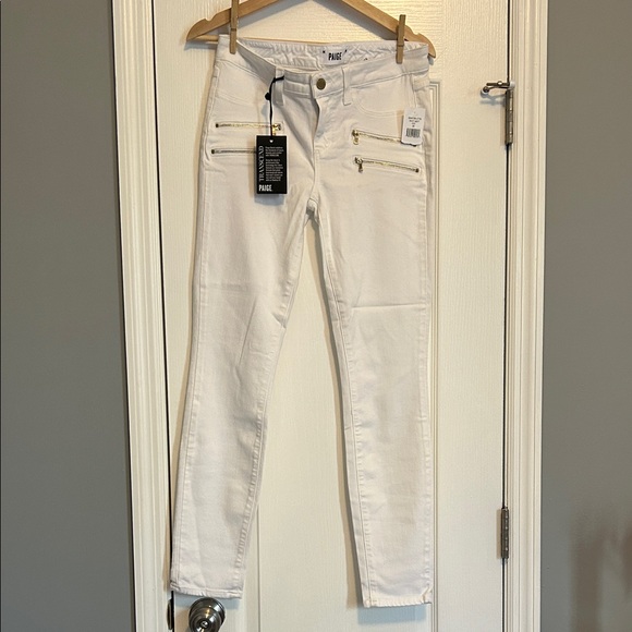 PAIGE Women's White  EDGEMONT Mid Rise Ultra  Skinny Jeans - Picture 2 of 16